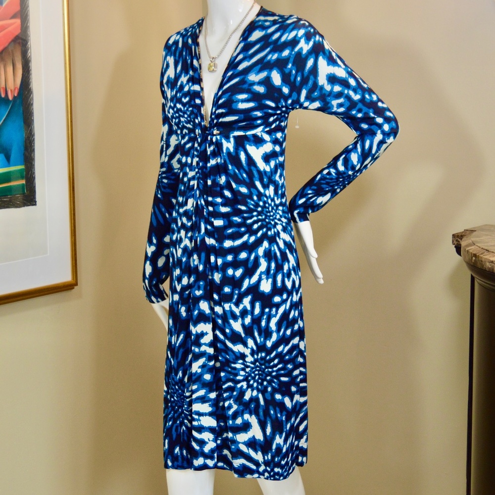 Roberto Cavalli Just Cavalli Blue Psychedelic Print Dress EU 40 Bodycon 🇮🇹 - Picture 4 of 13